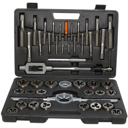 QUALTECH Tap and Die Set, Imperial, 45 Piece, 1420 to 114 Tap, 1420 to 114 Die Thread, UNCUNF Thread S DWT45PC-SET